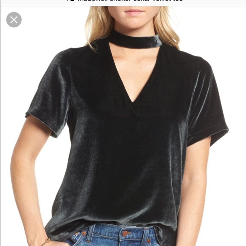 Madewell Dark Metal Velvet Choker Top